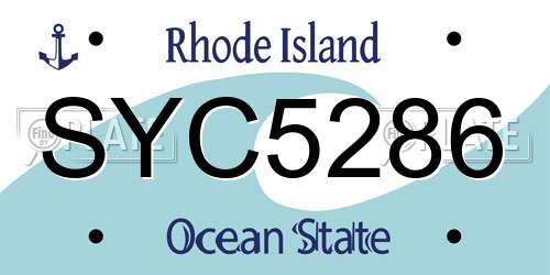 SYC5286 Rhode Island License Plate