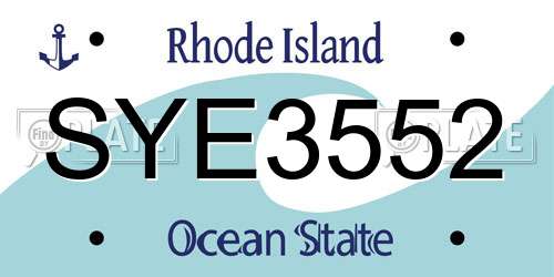 SYE3552 Rhode Island License Plate