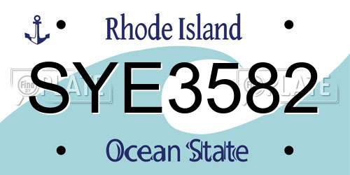 SYE3582 Rhode Island License Plate