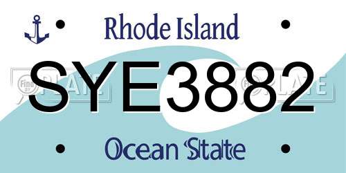 SYE3882 Rhode Island License Plate