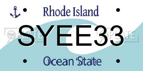SYEE33 Rhode Island License Plate