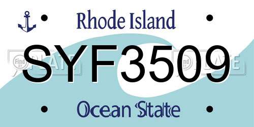 SYF3509 Rhode Island License Plate