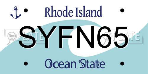 SYFN65 Rhode Island License Plate