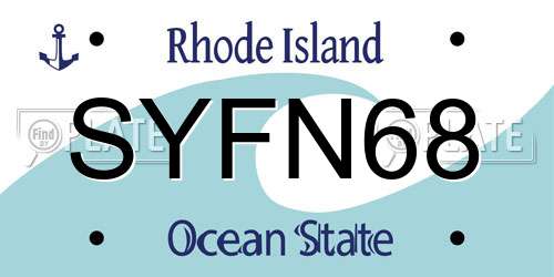 SYFN68 Rhode Island License Plate