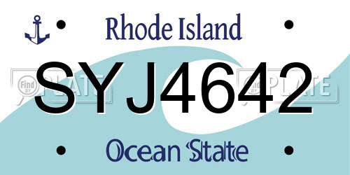 SYJ4642 Rhode Island License Plate
