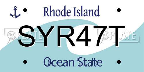 SYR47T Rhode Island License Plate