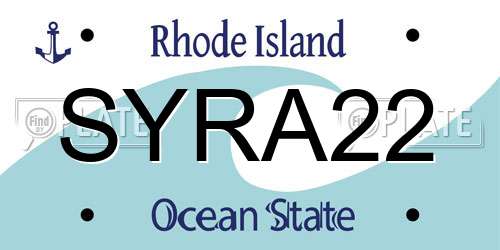 SYRA22 Rhode Island License Plate