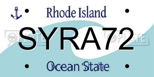 SYRA72 Rhode Island License Plate