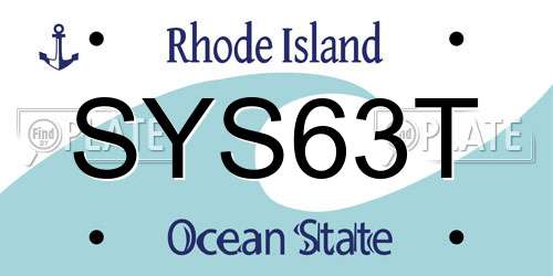 SYS63T Rhode Island License Plate