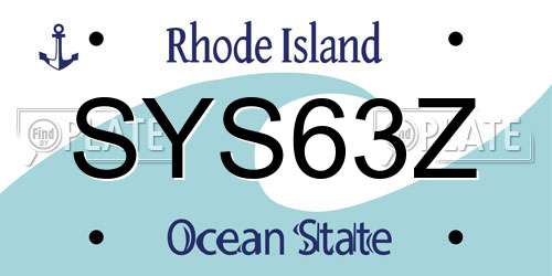 SYS63Z Rhode Island License Plate