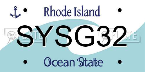 SYSG32 Rhode Island License Plate