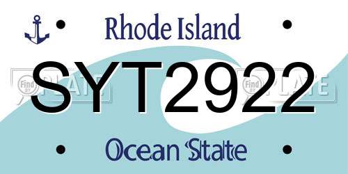 SYT2922 Rhode Island License Plate
