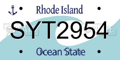 SYT2954 Rhode Island License Plate