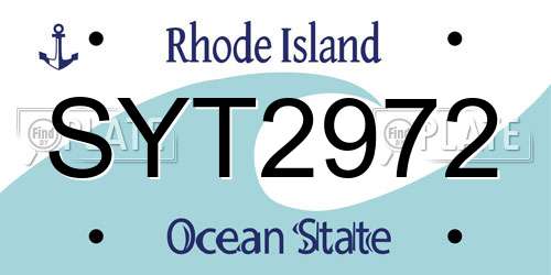SYT2972 Rhode Island License Plate