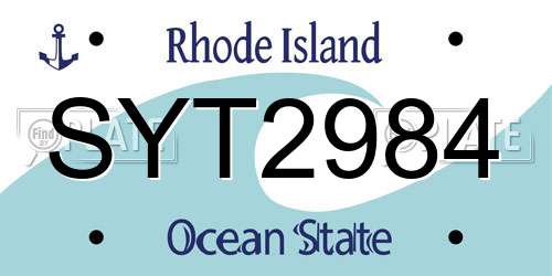SYT2984 Rhode Island License Plate
