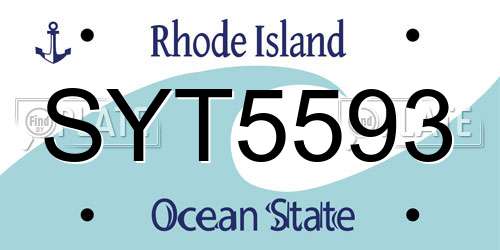 SYT5593 Rhode Island License Plate