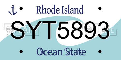 SYT5893 Rhode Island License Plate
