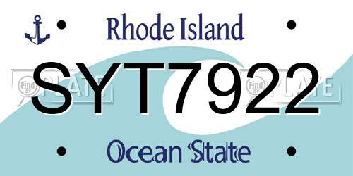SYT7922 Rhode Island License Plate