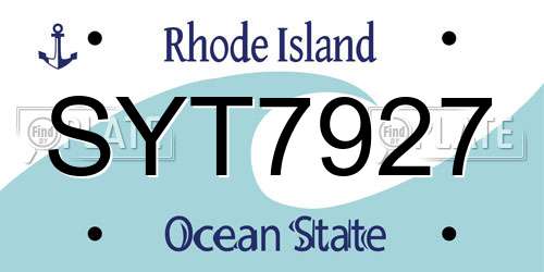 SYT7927 Rhode Island License Plate