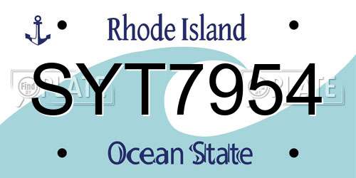 SYT7954 Rhode Island License Plate