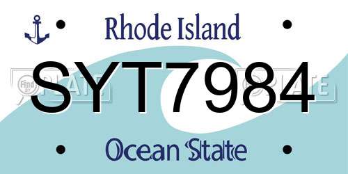 SYT7984 Rhode Island License Plate