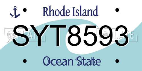 SYT8593 Rhode Island License Plate