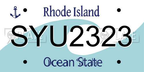 SYU2323 Rhode Island License Plate