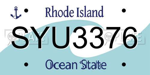 SYU3376 Rhode Island License Plate