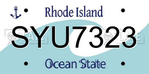 SYU7323 Rhode Island License Plate