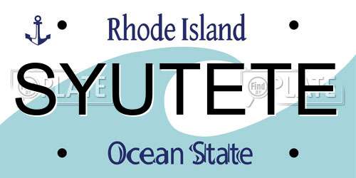 SYUTETE Rhode Island License Plate