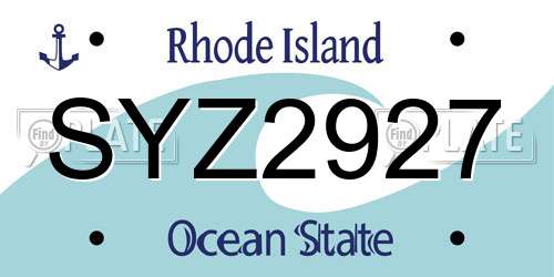 SYZ2927 Rhode Island License Plate