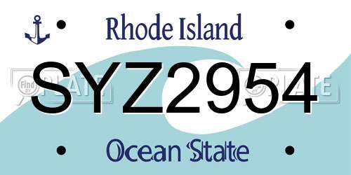 SYZ2954 Rhode Island License Plate