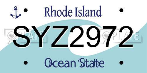 SYZ2972 Rhode Island License Plate