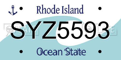 SYZ5593 Rhode Island License Plate