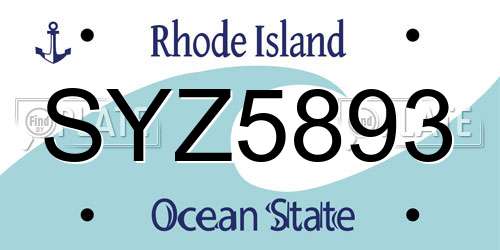 SYZ5893 Rhode Island License Plate