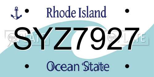 SYZ7927 Rhode Island License Plate