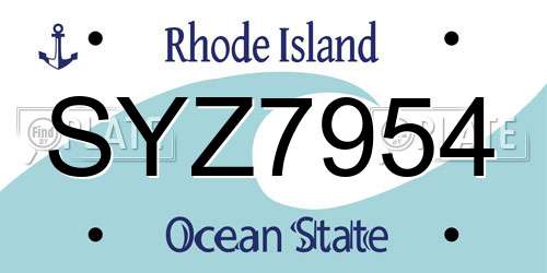 SYZ7954 Rhode Island License Plate