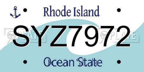 SYZ7972 Rhode Island License Plate