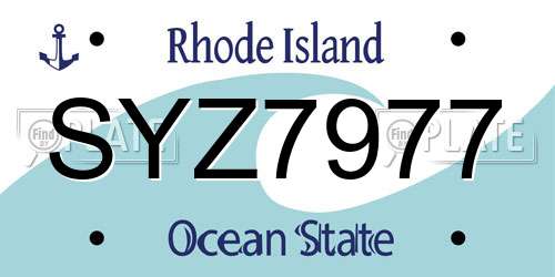 SYZ7977 Rhode Island License Plate