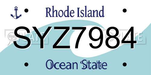 SYZ7984 Rhode Island License Plate