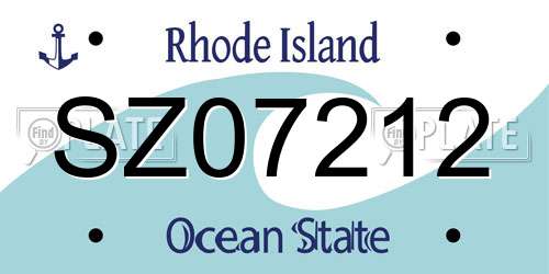 SZ07212 Rhode Island License Plate
