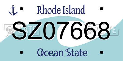 SZ07668 Rhode Island License Plate
