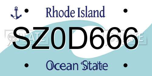 SZ0D666 Rhode Island License Plate