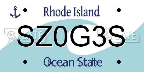 SZ0G3S Rhode Island License Plate