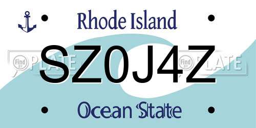 SZ0J4Z Rhode Island License Plate