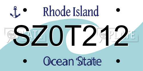 SZ0T212 Rhode Island License Plate