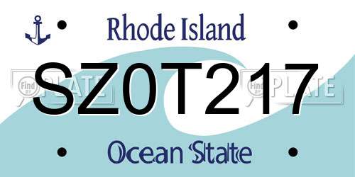 SZ0T217 Rhode Island License Plate