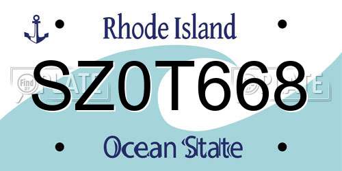 SZ0T668 Rhode Island License Plate