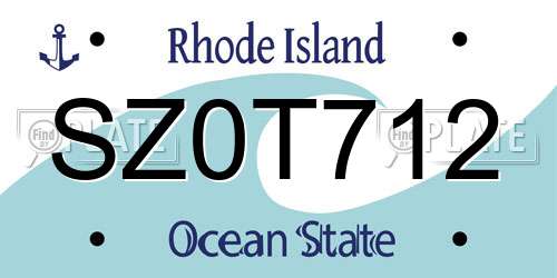SZ0T712 Rhode Island License Plate
