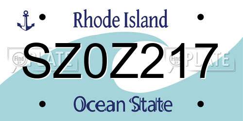 SZ0Z217 Rhode Island License Plate